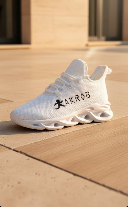 Akrob Stealth Wave – Sneaker Sportiva con Suola Ultra-Reattiva (Bianco/Nero)