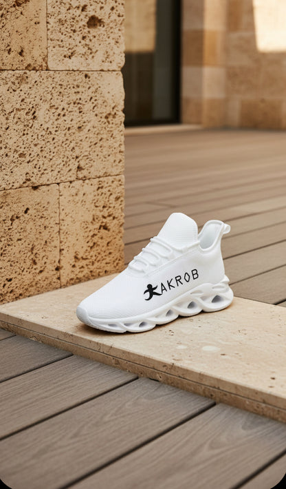 Akrob Stealth Wave – Sneaker Sportiva con Suola Ultra-Reattiva (Bianco/Nero)
